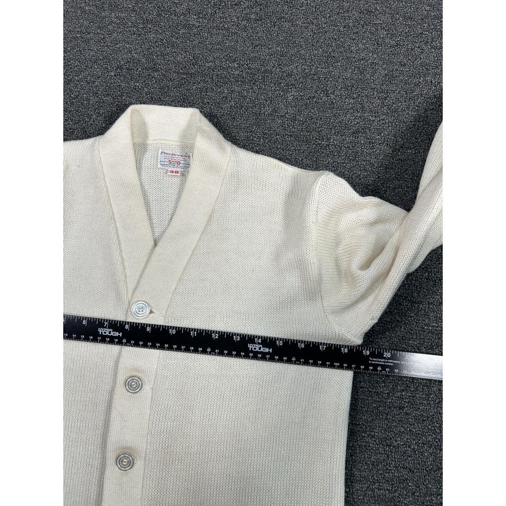 Vintage Letterman Cardigan Sweater Men's 38 White Orange Preppy‎ Grandpa 50s 60s - Picture 6 of 6